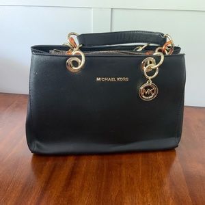 Michael Kors black handbag with gold chain handle